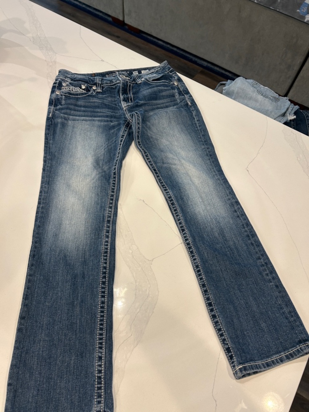 Miss Me Blue Denim Jeans Straight Leg size 30 Inseam 31 GUC